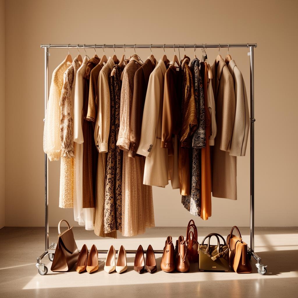 Clothing rack with curated resale items